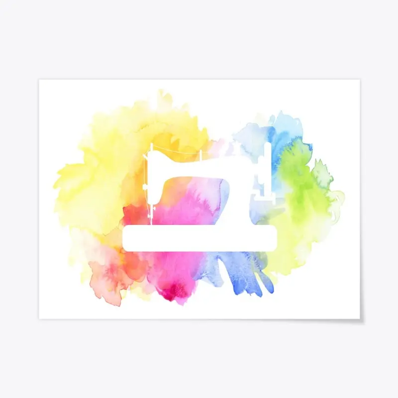 Sewing Machine Cutout Rainbow Watercolor