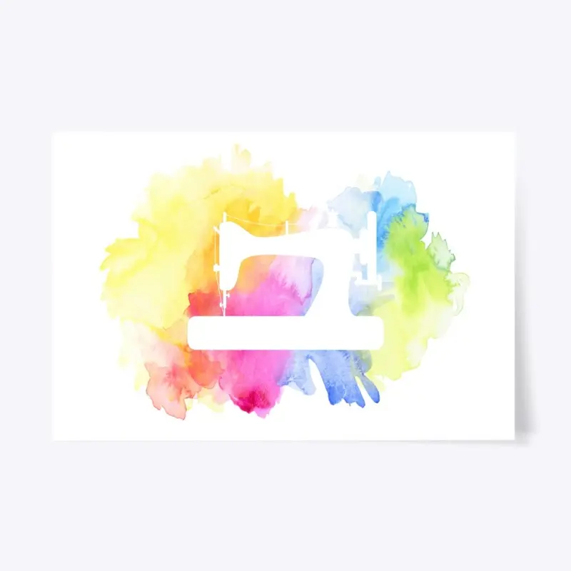 Sewing Machine Cutout Rainbow Watercolor