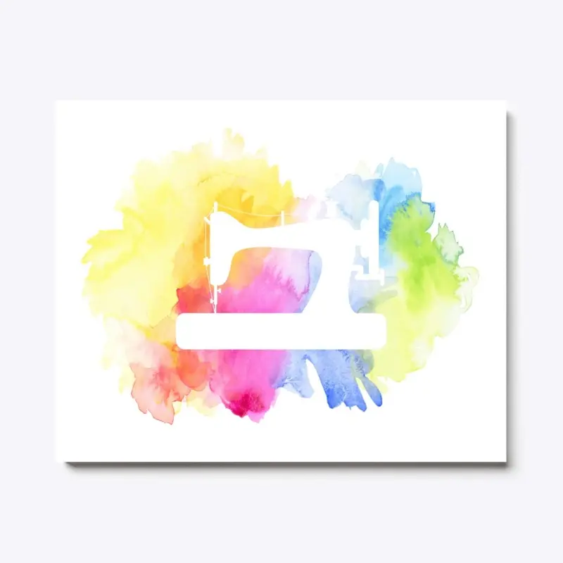 Sewing Machine Cutout Rainbow Watercolor